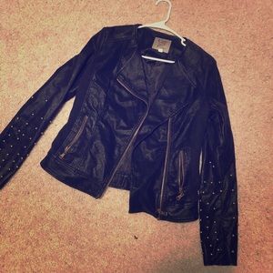 Faux leather jacket with studs